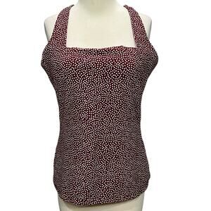 BuffBunny Revolution Tank Top XL Burgundy Red Bossy Dots Strappy Back Athletic
